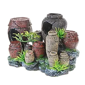 Saim Aquarium Decorations, Resin Crafts Artificial Antique Barrels Landscaping Decor Fish Tank Ornament