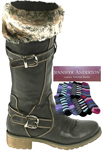 Black Fur Top Boots UKD L957A Size 6