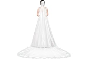 Amosfun Velo De Novia Largo De Encaje Con Peine Para Cabello Velo Nupcial De Una Capa Ligero Elegante Para Bodas Fiestas Y Celebraciones