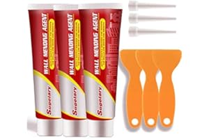 SUGELARY Crema Riparatrice Muri, Kit Agente Riparatore Muri con Ugello a Punta Raschietto, Stucco per Muro Impermeabile Patch per Muro a Secco Bianco per Riparare Crepe, Fori, Peeling, Graffiti (100gx3)