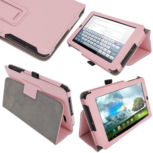 igadgitz Rosa PU Ledertasche Hülle Folie Cover für Asus MeMO Pad ME172V 7" Tablet mit Multi Winkelbetrachtung Stand + Stylus Schift Halter + Displayschutzfolie