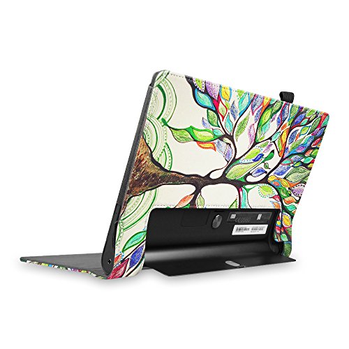 Fintie Lenovo Yoga Tablet 3 10 Hülle Case – Slim Fit Folio Premium Kunstleder Schutzhülle Tasche Etui Smart Cover mit Auto Sleep / Wake für Lenovo Yoga Tablet 3 25,7 cm (10,1 Zoll), Liebesbaum - 4