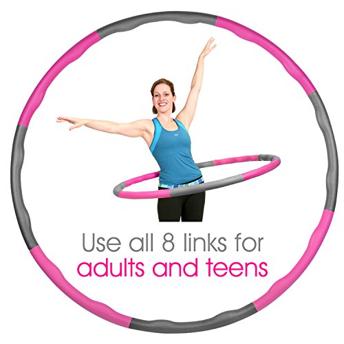 Hula Hoop , Ubegood Hula Hoop Serie zur Gewichtsreduktion Hula Hoop Sportarten Fitness Reifen Abnehmbarer Hula Hoop mit Schaumstoff 1,2kg, Grau und Rosa - 5