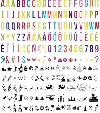 194 Bunte Buchstaben Und Schwarze Emoticons Fur Leuchtschilder A3 Und A5 Ohne Lichtbox Amazon De Beleuchtung