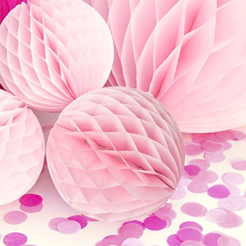 NectaRoy Wabenball Wabenbälle Honeycombs Pompoms Ball Hochzeit Partei Feier Dekoration für Hochzeit/Gebutztag/Baby Shower/Weihnachten (Rosa) - 2