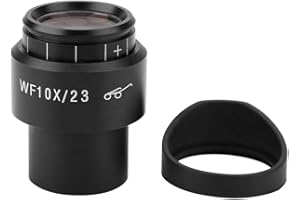 Walfront Microscope Eyepiece WF10X/23 Black Aluminum Alloy + Optical Lens LED 30mm Interface 10X Magnification 23mm Field of View Biological Microscope Accessories