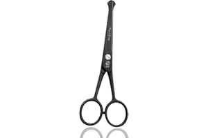 WISH BEAUTY,THE ROYAL ELEGANCE wishbeauty Hairdressing Scissors Kids Safety Round Tips and Curved Hair Scissors Children Haircut Scissors Hair Trimming Scissors Professional Salon Barber Scissors for Baby (Black 5.5" Scissors)