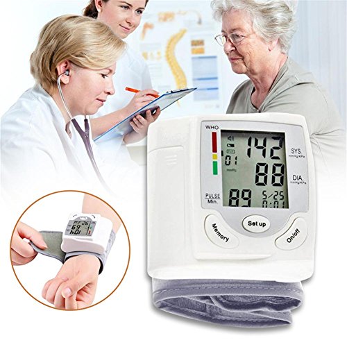 RunkeU Portable Upper Arm Blood Pressure Monitor LCD Display Accurate Automatic BP Machine Home Use Digital Blood Pressure & Heart Rate Pulse Meter With Large Cuff