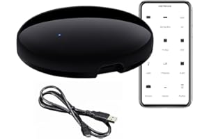 MIGTEC Mando a Distancia Universal Remoto WiFi 2.4GHz Infrarrojo 360 Grados Tuya. Incluye Cable. Control Remoto IR Smart Home. Alexa, Google Home, Smart Life. Redondo Negro