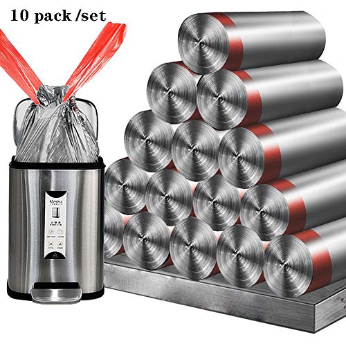 LFTS 10 Rouleaux Cordon de Serrage Sacs Poubelle 10-15 l Refuser Les Sacs 0.012mm Sac Poubelle Cuisine Ménage Jardin Bureau Sacs poubelles