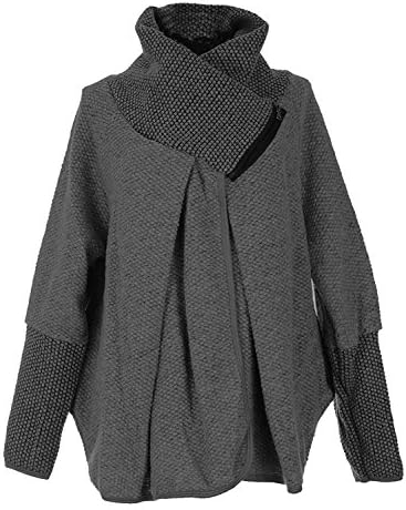 Extras Fashion Women's Ladies Italian Lagenlook Poncho Wool Mix Cocoon Cape Winter Cardigan Jacket New 8-22 (One Size Plus (8-22), Charcoal)