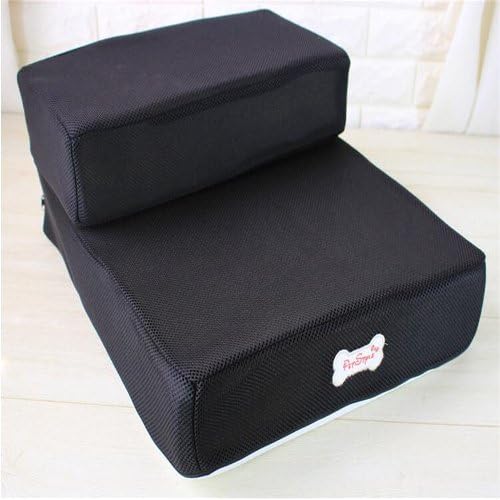 Kondrao Easy Step dog Stairs 2 Levels Removable Cover, L26.3” x W15.3” x H7.8” Black
