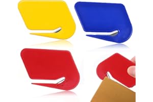 CJQRL 3 Pezzi Tagliacarte Apribuste, Tagliabuste In Plastica, Tagliacarte Da Scrivania, Taglierina per buste, taglierina per buste in plastica, efficiente strumento di apertura(rosso, giallo e blu)