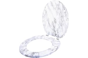Anika 92499 Marble Effect Toilet Seat/Chrome Hinges/Easy Installation / 43cm x 37.5cm , Dome Shaped