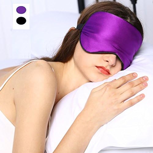 Silk Eye Mask / Sleep Mask, Soft Eye Cover with Adjustable Head Strap, Sleeping Eye Masks for Men & Women, Deep Rest Eye Masks for Sleeping Night Eyeshade, Travel, Shift Work & Meditation (Purple)