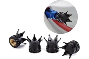 LONSVTTU 4 Stück Ventilkappen Handgefertigte Krone Fahrzeug Autoreifen Kappen Abdeckungen Chrom, Attraktives Staubdichtes Zubehör für Auto (Schwarz)