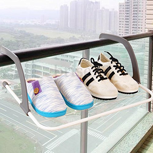 Wäschetrockner für Balkongeländer Heizkörper Praktischer Multifunktion Wäscheständer (Grau) - 6