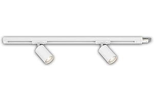 BRILONER - Système de rail, set d'extension, 2x GU10 spots orientables, extensible, système de rail d'éclairage plafond, rail de spot, plafonnier, plafonnier, spotlight, 0,75 m, blanc
