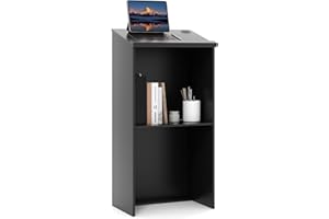 SFAREST Lectern Podium Stand, Wooden Stand Up Lecture Table Pulpits with Barrier Stopper, Floor Standing Desk Host Stage Speaking Reading Table for Churches Conference Weddings Classrooms Speeches