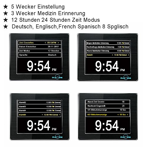 OLDTIME® 8″ Digitaler Kalender Tag Uhr Für Demenz Alzheimerkranke/sehschwachen Gelesen Werden. (Alzheimeruhr ) Große Zeitanzeige . Sehr Gut Geeignet Für ältere -Schwarz - 5