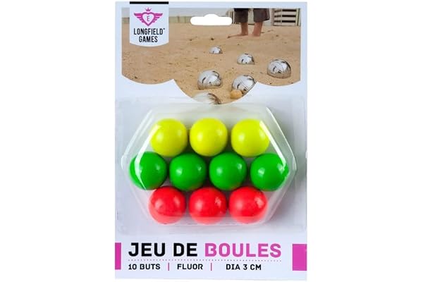 Engelhart - 010141 - Buts Fluo Compétition - Jeu De Boules - 10 Cochonnets en Bois Fluorescent - Jeux De Pétanque