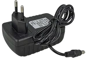 LEDLUX - Fuente de alimentación Universal, Transformador de 12 V, Cargador de Pared con Enchufe UE, Salida Jack 5,5 x 2,1 mm, para cámara CCTV, Tira LED, Disco Duro (12 W, 12 V, 1 A) Negro