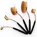 5 X Rose Gold & Black Oval Powder Foundation Toothbrush Shaped Makeup Brushes Beauty Blusher Kit