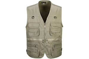 HZQIFEI Uomo Gilet da Pesca Multitasche Giubbino da Lavoro Smanicato Traspirante Outdoor Vest JRC Safari Giacche Gilet
