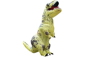 JASHKE Disfraz de Dinosaurio Traje Inflable Traje de Trex Disfraz de Halloween Disfraz de Adulto (Amarillo)