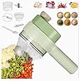 4 in 1 Handheld Electric Vegetable Cutter Set Garlic Chopper Wireless Food Grinder Vegetable Chopper Chili Pepper, Garlic, Onion Slicer Kitchen Portable Wireless USB Cable