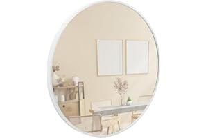 ‎TERRA HOME Terra Home Wandspiegel - Rund, 60x60 cm, Weiß, Modern, Metallrahmen Spiegel - für Flur, Wohnzimmer, Bad oder Garderobe