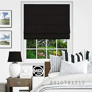 MSR 116 Roman Blinds/Curtains and Shades for Home Furnishing(Balcony,Kitchen,Bedroom,Bathroom etc) Black (5 ft(W) 4 ft(H))