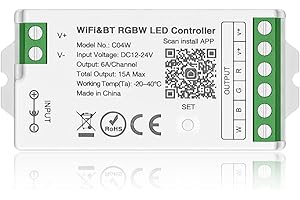 BTF-LIGHTING C04W RGBW SMD FCOB 5 PIN Striscia LED 2,4 GHz WiFi Controller Alexa Google Home Smartphone APP di controllo Compatibile con WR01RF LM096 FUT095 FUT096 B3 T3 Mi-Boxer/Mi-Light RGBW Remote