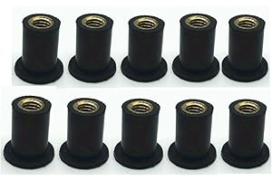WOETWOAT 10 Pcs M4/M5/M6 Pare-brise Wellnut,Écrou de Puit Écrou de Pare-Brise de Moto Boulon de Pare-Brise en Caoutchouc et Laiton Métrique Boulon de Vis de Pare-Brise (Straight cylinder, M5)
