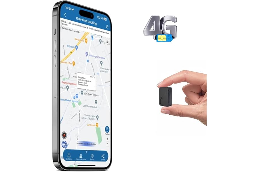 4G Mini Car GPS Locator with SIM Card 1500 mAh Battery 60 Days Standby Magnetic Micro GPS Tracker Spy Device Anti-theft Device Waterproof Locator for Vehicles Motorcycle 4G TK903