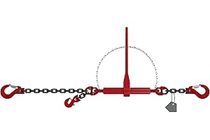 Dolezych Chaîne d'arrimage PowerLash L-150, 6300 daN, 1 pièce, avec Crochet à tête de Fourche, 3 m de Long, chaîne 10-8, Noir/Rouge