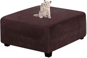 Yekuhe Velluto Copri Pouf Quadrato Elasticizzato Copri Poggiapiedi Quadrato Pieghevole Copertura Dell'Ottomano con Fondo Elastico Sofa Protettore per Soggiorno (Color : A12, Size : 80x80cm/32x32in)