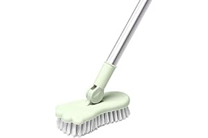 LANDHOPE LanHope Floor Scrubbing Brush 47.2 inch with Adjustable Long Handle & Detachable 180° Rotatable Head Stiff Bristles Extensible Grout Cleaning Brush for Bathroom Tub Tile Patio Indoor Scrubber (Green)