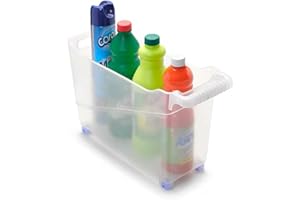 Acan Tradineur - Carrito de plástico Multiusos con Ruedas - 27,8 x 45 x 16,8 cm - Cesta para Diversos usos con Ruedas para moverlo - Cesto para organización y Almacenamiento - Transparente