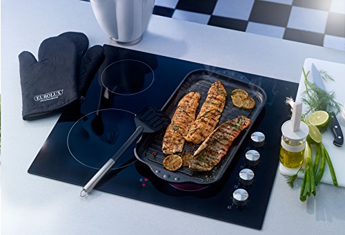 EUROLUX Guss-Grillplatte für INDUKTION – halb glatt – halb gerippt, 43 x 28 x 2 cm, Ceramikoberfläche – PFOA-Frei – MADE IN GERMANY - 3