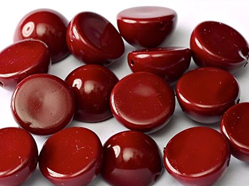 6pcs Dome Bead - Czech Pressed glass Beads in Shape Half-sphere 12x7 mm with one Hole in the base of bead, Granberry