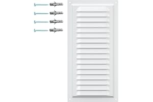 DEMLOU Rejilla de Ventilación Blanca Rectangular – 150 x 300 mm – Acero Galvanizado con Malla Protectora – Recubrimiento RAL9016 – Antióxido – Para Pared o Techo – Interior y Exterior.