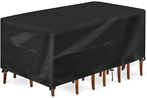 ‎INMUA INMUA Abdeckung für Gartenmöbel, Rechteckig Gartenmöbel Abdeckung Wasserdicht Winddicht UV-Beständiges 420D Oxford Geweb Groß Abdeckplane Schutzhülle für Gartenmöbel Gartentisch (250x210x90cm)