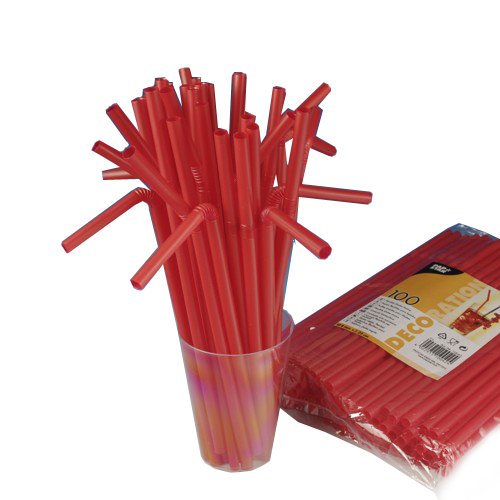 NEU Trinkhalme rot, 100 Stk. 25 cm