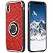 Produktbild Handyhülle für iphone XS, iphone X Schutzcover, LolStore 360° Drehbarer Smartphone Fingerhalter Ständer mit Magnetischer Autohalter Kratzfest Schale Cover Hardcase für Apple iPhone X/XS, 5,8 Zoll- Rot