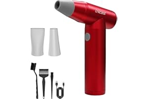 LNICEZ souffleur pc 150000 tr/min Souffleur air comprimé électrique[puissant moteur sans balais et sans noyau][élégante finition tout en métal] soufflette air comprimé alternatives-nettoyage pc caméras Rouge