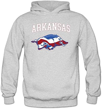 Women's Arkansas Razorback Flag Logo Sports Blank Hooded Sweatshirt Red -  Grey - 