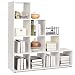 Produktbild Homfa Bücherregal Raumteiler Treppenregal Stufenregal Standregal Regalsystem Aktenregal Regal 10 Fächer weiß 105*104.5*29cm