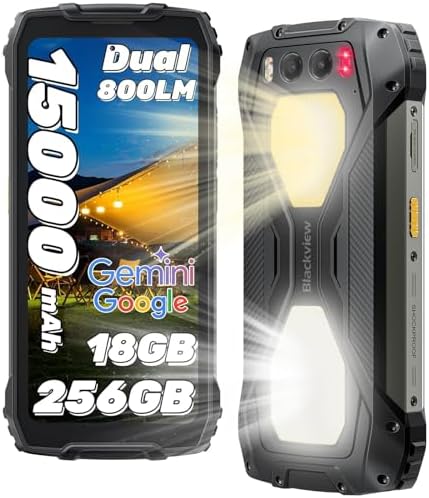 Blackview BV7300 Rugged Smartphone(538g), 800LM Luce Campeggio 15000mAh Android 14, 18GB+256GB/2TB Telefono Indistruttibile, 6.67"HD+700 nit, 50MP+20MP Visione Notturna, Fingerprint/NFC/GPS/IP68/IP69K
