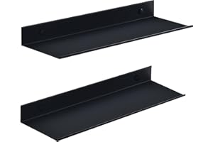 HNVNER Black Shower Caddy 2 Pack, 40CM Metal Floating Shelves for Wall, Rustproof Bathroom Shelf No Drill, Shower Storage Wall Shelves for Living Room Kitchen Bedroom (Black, 40CM)